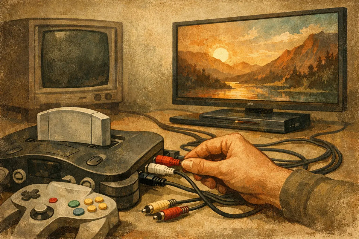 Hvordan koble Nintendo 64 til en moderne TV
