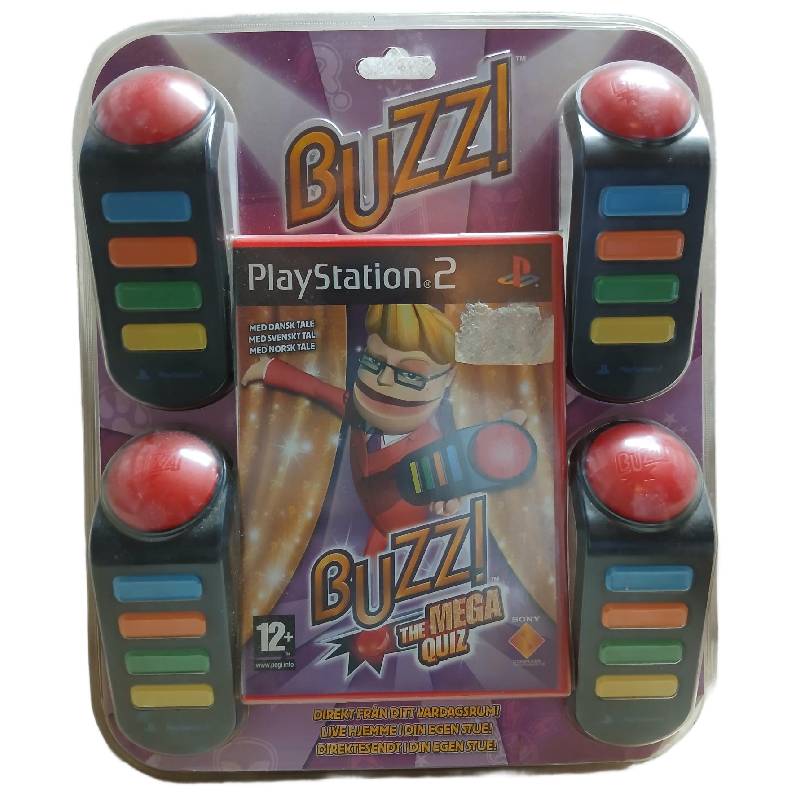 Buzz: The Mega Quiz + Buzzere (PS2) - Forseglet Norsk
