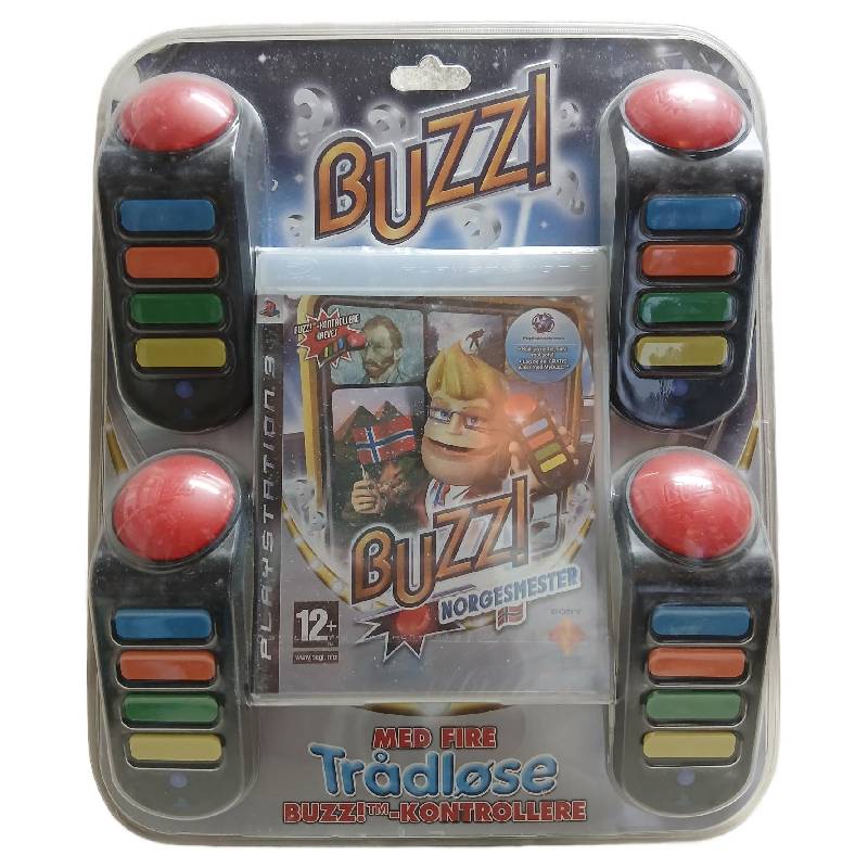 Buzz! Norgesmester + Buzzere - PS3 (Forseglet Norsk)