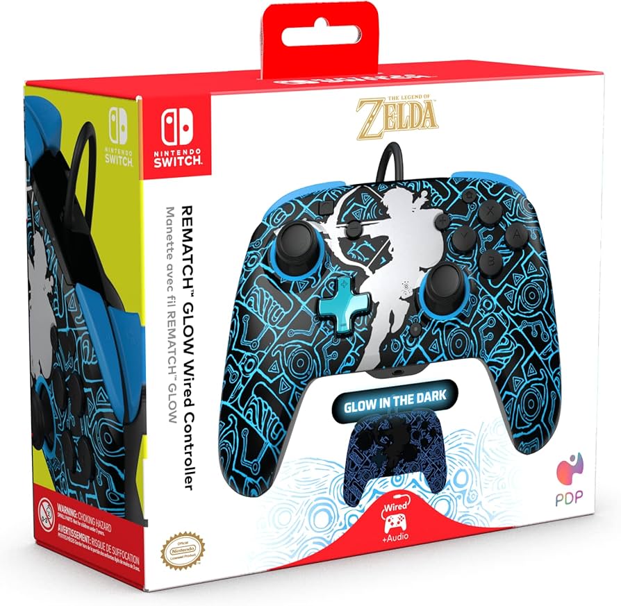 PDP Link (Zelda) Glow in the Dark Rematch Wired Controller (Nintendo Switch)