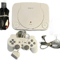 PlayStation 1 med Kabler og Kontroller