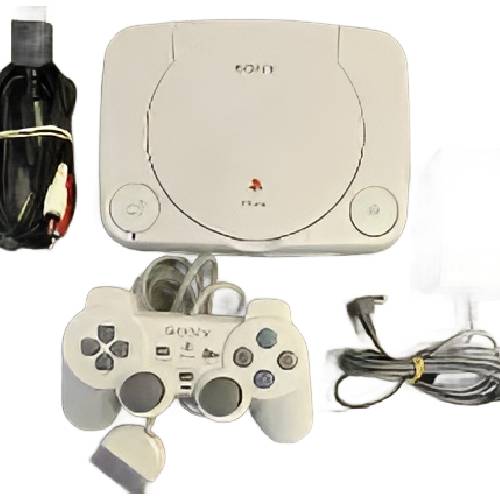 PlayStation 1 med Kabler og Kontroller